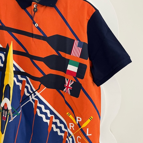 Polo by Ralph Lauren Vibrant Orange and Navy Polo Shirt - Picture 6 of 8